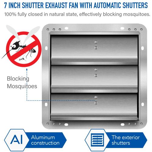 7 Inch Shutter Exhaust Fan Aluminum with Speed Controller